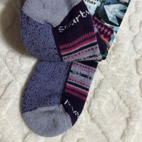 SmartWool XL Snowed in Purple Eclipse Wool Sweater Print Socks - Picture 6 of 11